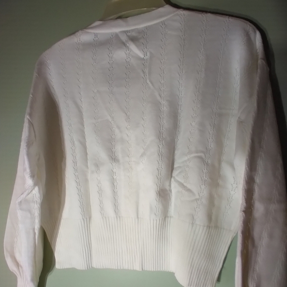 NWT Grace Karin white button down crop sweater XL - Picture 2 of 13